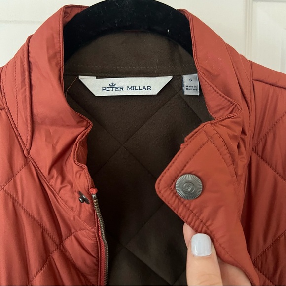 Peter Millar Norfolk quilted bomber barn jacket in burnt orange/rust, small - Picture 5 of 9